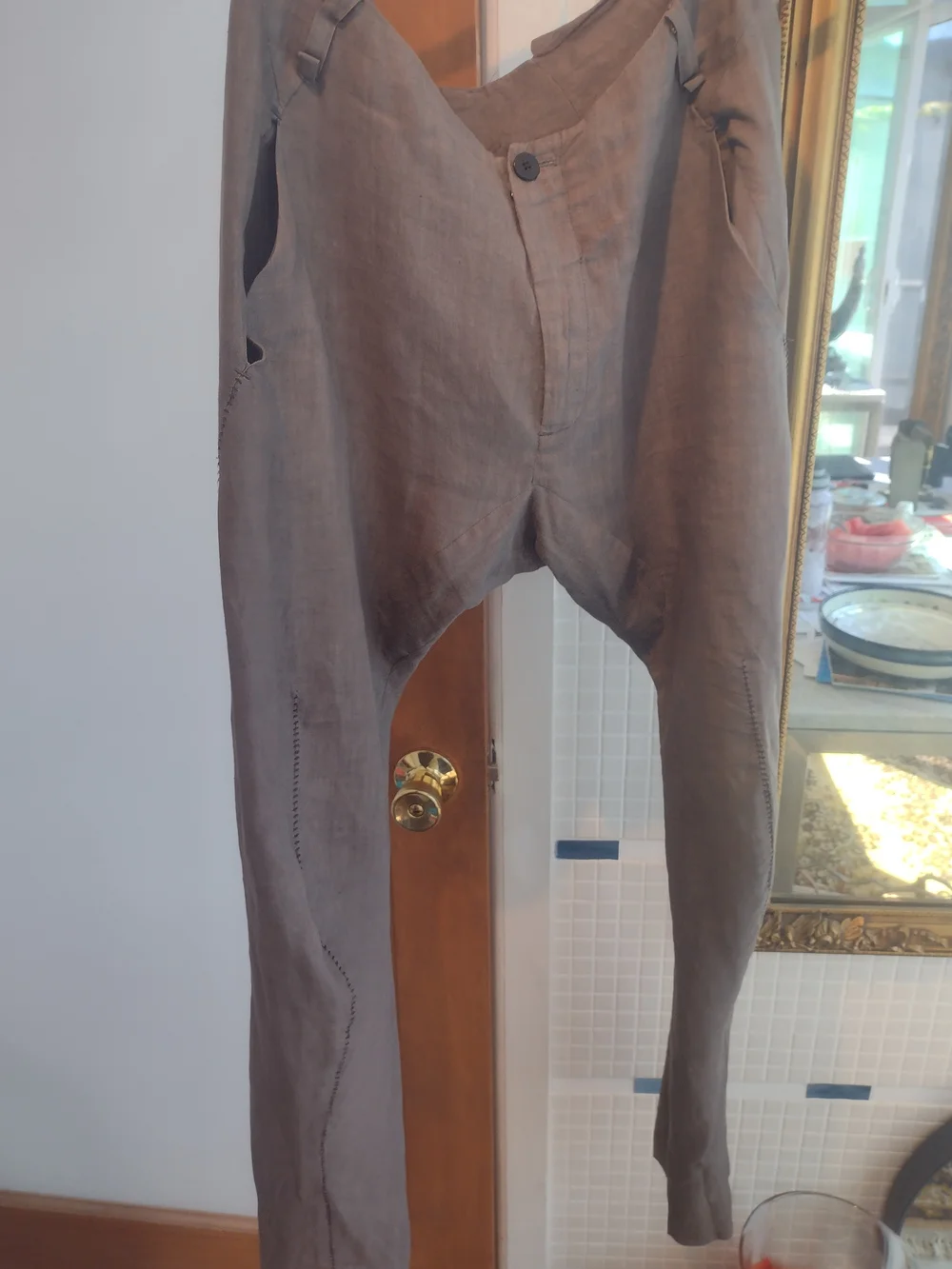Men's Casual Linen-Blend Pants in Brown